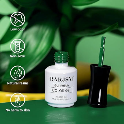 RARJSM Emerald Green Gel Nail Polish Emerald Gel Polish 1PCS 15ML Green GelNailPolish Soak off U V LED Curing Required Nail Art Manicure Salon DIY at Home GelNail Design