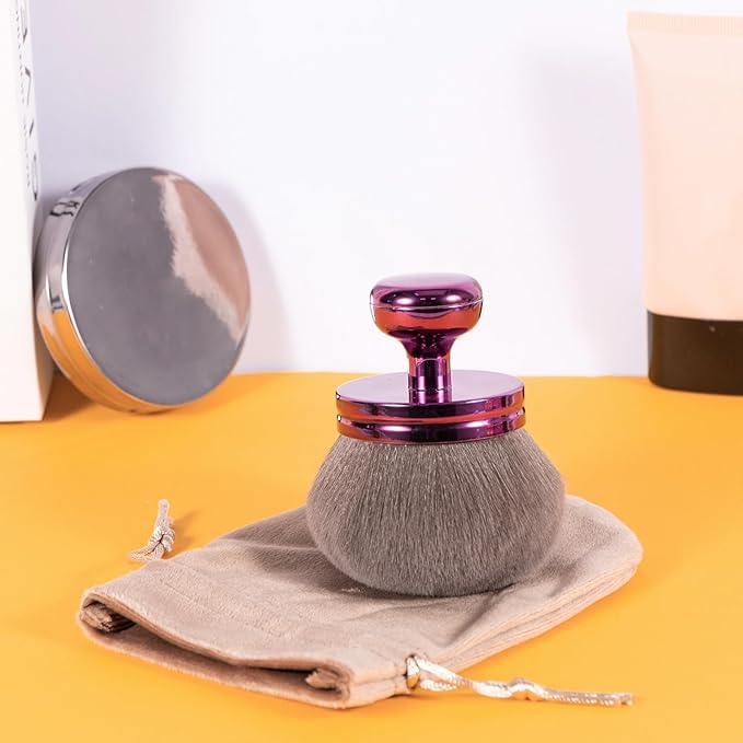 UNIMEIX 3 Inch Sunscreen Brush with Drawstring Bag for Face Kabuki Sunscreen Applicator Self Tanner Brush Body Makeup Coverage Perfector for Liquid Foundation Powder Cream (Violet)