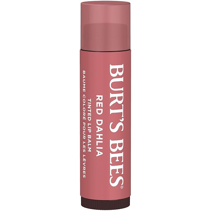 Burt's Bees Lip Tint Balm with Long Lasting 2 in 1 Duo Tinted Balm Formula, Color Infused with Deeply Hydrating Shea Butter for a Natural Looking Buildable Finish, Fiery Red Dahlia (2-Pack)