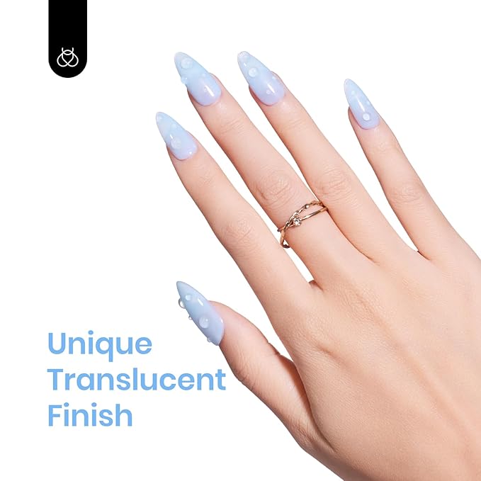 Beetles Blue Jelly Gel Nail Polish, 1Pcs 15ml Blueberry Milk Nails Sheer Neutral Translucent Hazy Blue Gel Polish Soak Off Summer Nail Art Manicure Salon Home DIY Nail Uv Lamp 0.51 fl.Oz