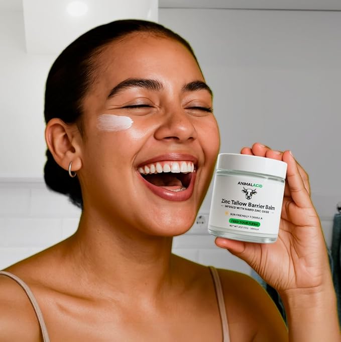 Beef Tallow Balm for Face, Skin & Body - 4 Fl oz Moisturizing Balm with Organic Jojoba Oil, Beeswax, Non-Nano Zinc Oxide & Vanilla - 100% Grass Fed Beef Tallow