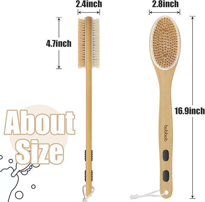 Back Scrubber for Shower,Bath Brush with Long Handle,Bath Brush Body Exfoliator for Wet or Dry Brushing,Men and Women (Black)