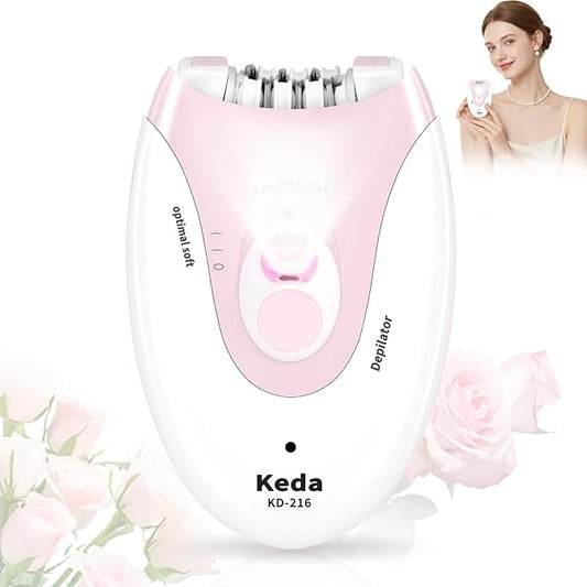 Epilator for Women - 2 Speeds Smooth Skin Face Epilators with LED - Long-Lasting Cordless Electric Tweezers Hair Remover for Armpit/Leg/Bikini Area/Arm/Facial Epilator Hair Removal for Women