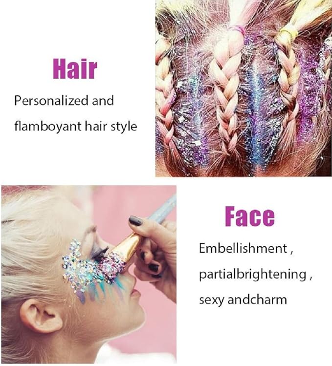 Purple Face and Body Glitter Stick,Holographic Neon Accessories Outfit Singer Concert Sparkling Festival Rave Glitter Makeup