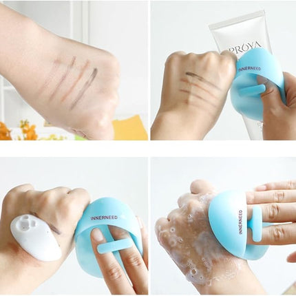 INNERNEED Soft Silicone Facial Cleansing Brush Manual Face Scrubber Exfoliating Massage Scrub Acne Blackheads Remove Handheld Pads for Sensitive, Delicate, Dry Skin (Pack of 2)