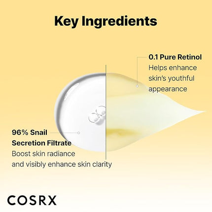COSRX Snail 96% Mucin Power Essence 2ea & Retinol 0.1% Cream Mini Sample 1ea, Glass Skin Starter Set, Amazon Exclusive, Daily Hydrating & Firming Korean Skin Care Kit, Gift Set