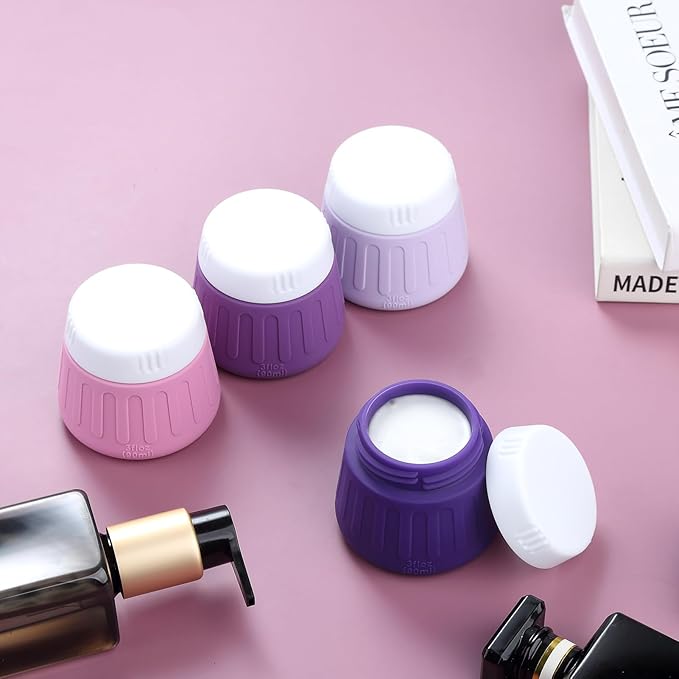 Gemice 3 oz Travel Containers for Toiletries, 4-Pack TSA Approved Travel Size Toiletries Containers for On-the-Go, Small Leak-Proof Travel Essentials Silicone Jar for Shampoo, Lotions, Cleanser