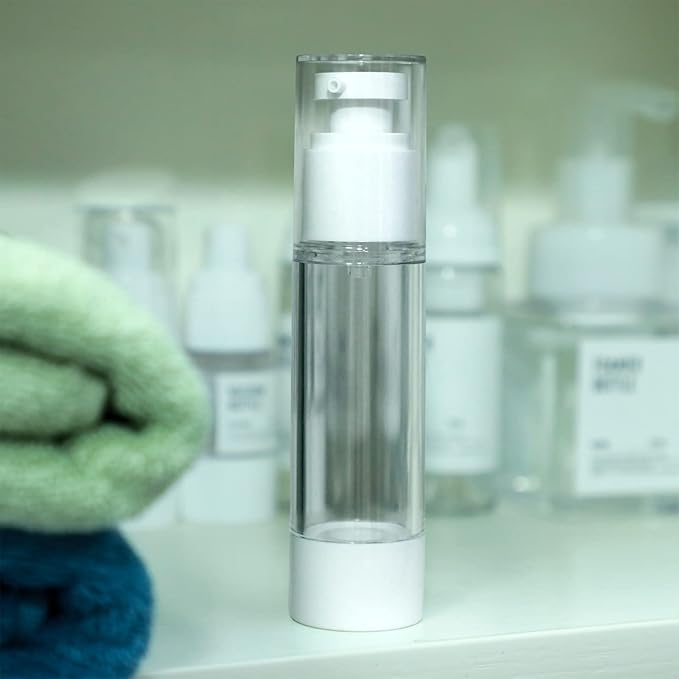 Sabary 60 Pcs Clear Airless Pump Bottles Refillable Cosmetic Travel Size Dispenser Vacuum Plastic Travel Bottles Empty Lotion Pump Dispenser Liquid Toiletry Container(1.7 oz)