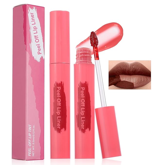 Lip Stain - Peel Off Lip Stain, Long Lasting Lip Liner with Matte Finish, Waterproof, Transfer-proof, Highly Pigmented Color (#06 Cocoa)