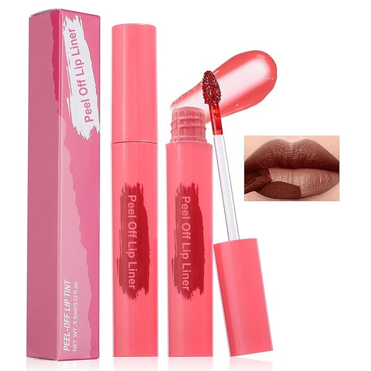 Lip Stain - Peel Off Lip Stain, Long Lasting Lip Liner with Matte Finish, Waterproof, Transfer-proof, Highly Pigmented Color (#06 Cocoa)