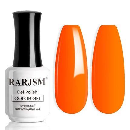 RARJSM Neon Orange Gel Nail Polish 1PCS 15ML Long Lasting Opaque Bright Fluorescent Orange Milky Creamy Gelpolish Soak off U V Curing Required Nail Art French Manicure Salon DIY at Home
