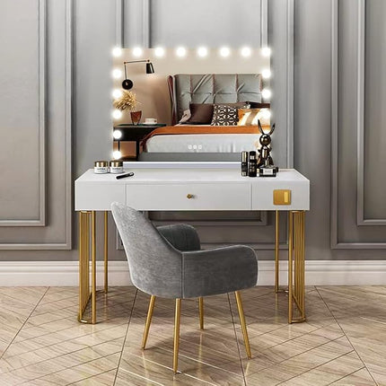 THEKLA 24 x 32 Inch Hollywood Light Vanity Mirror with 18 Bulbs Adjustable 3 Color Lights 32" Vanity Lighted Mirror for Bathroom Bedroom Wall Vanity Makeup Table Mirrors with Lights Base X10 Magnifier
