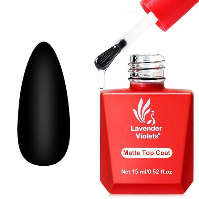 Lavender Violets Matte Gel Nail Polish Top Coat, 15ml Velvet Effect Gel Polish Top Soak Off for Winter DIY Nail Art Design Salon A100