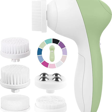 Facial Cleansing Brush Face Scrubber Exfoliating Cleaning Skin Care Cleanser Wash Women Girls Electric Beauty Powered Exfoliator Skincare Spin Tools Scrub Washer Self Care by VISOFO (Jade)