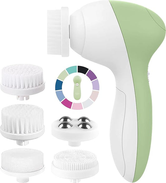 Face Scrubber | Facial Cleansing Brush Exfoliator Skin Care Products Beauty Products Powered Electric Wash Exfoliating Spin Cleanser Cleaning Scrub Including 7 Heads (Jade)