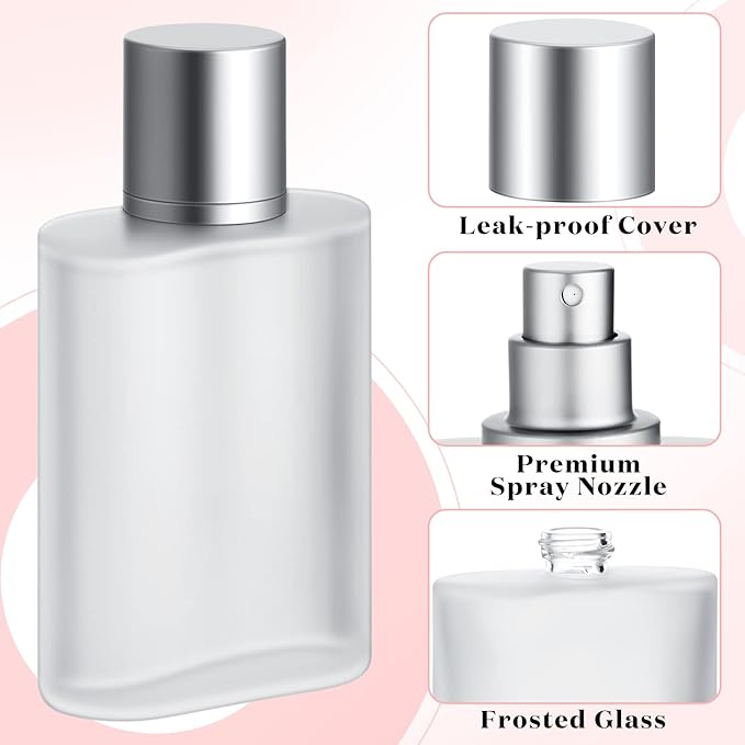 Tessco for you 6 Pcs 3.4 Ounces Perfume Bottles Empty Frosted Glass Spray Bottles 100ml Refillable Atomizer Perfume Dispenser Fine Mist Atomizer Cosmetic Make up Container (Silver Gray)
