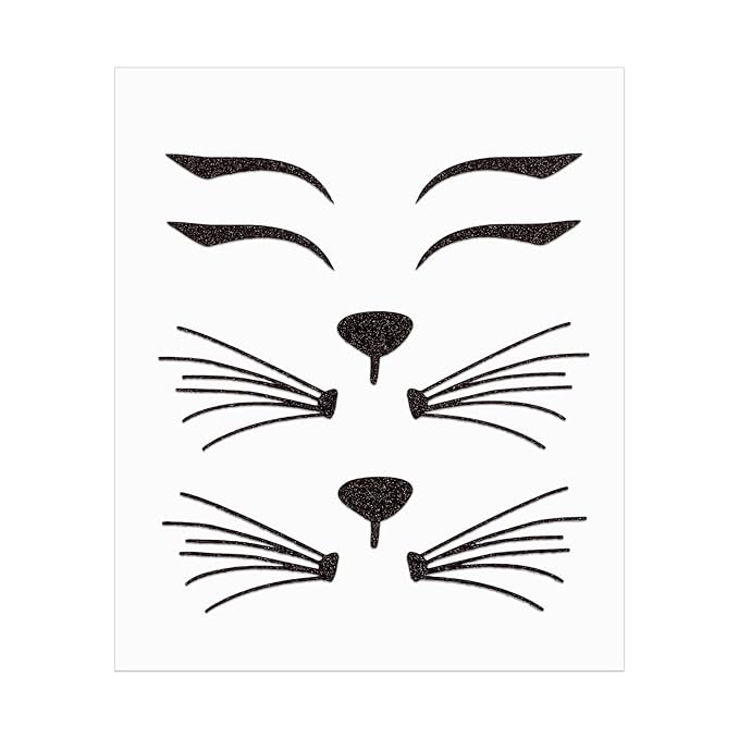 Black Cat Face Gems, Festival Face Jewels Tattoo Stickers, Glitter Cat Face Gems Stick on, Body Gem Stones Temporary Face Tattoos for Halloween