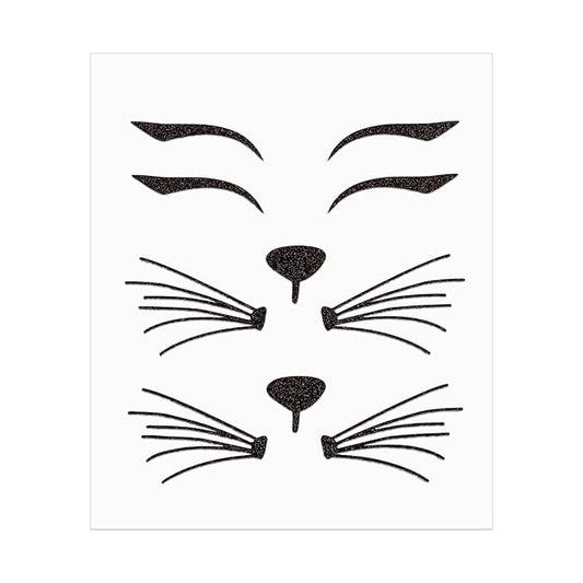Black Cat Face Gems, Festival Face Jewels Tattoo Stickers, Glitter Cat Face Gems Stick on, Body Gem Stones Temporary Face Tattoos for Halloween