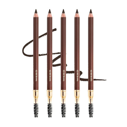 Bodermincer Eyebrow Pencil Longlasting Waterproof Durable Automaric Liner Eyebrow 5 Colors to Choose (5pcs, 2# Dark Brown)