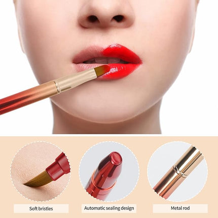 Unaone [2 Pack] Lip Brush for Lipstick, Retractable Lip Brushes, Dual-ended Makeup Brush for Lipstick Lip Gloss, Include Lid