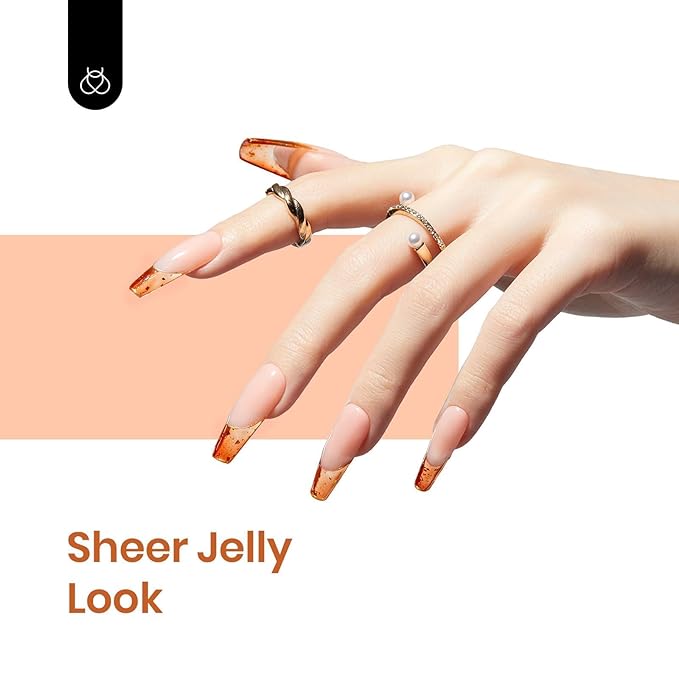 Beetles Fall Gel Polish - Fall Glimmer 6 Colors Jelly Polish Set, Tortoise Brown Orange Blue Green Jelly Colors Nail, Soak Off LED UV Curing Manicure Kit Gift for Women
