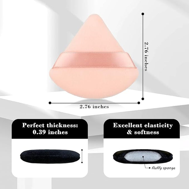 8Pcs of Triangular Powder Puff Makeup Sponges, Made of Super-soft Velvet, Designed for Contouring, Eye, and Corner, Beauty Blender Foundation Mixing Container.