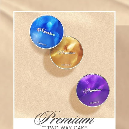 Enough Rich Gold Two Way Cake SPF50, Korean Makeup Setting Powder Foundation, Tattoo Cover Up, Sunscreen for Face, Loose Powder Makeup - Refill Including (#21 Transparent Beige, 0.39 oz)