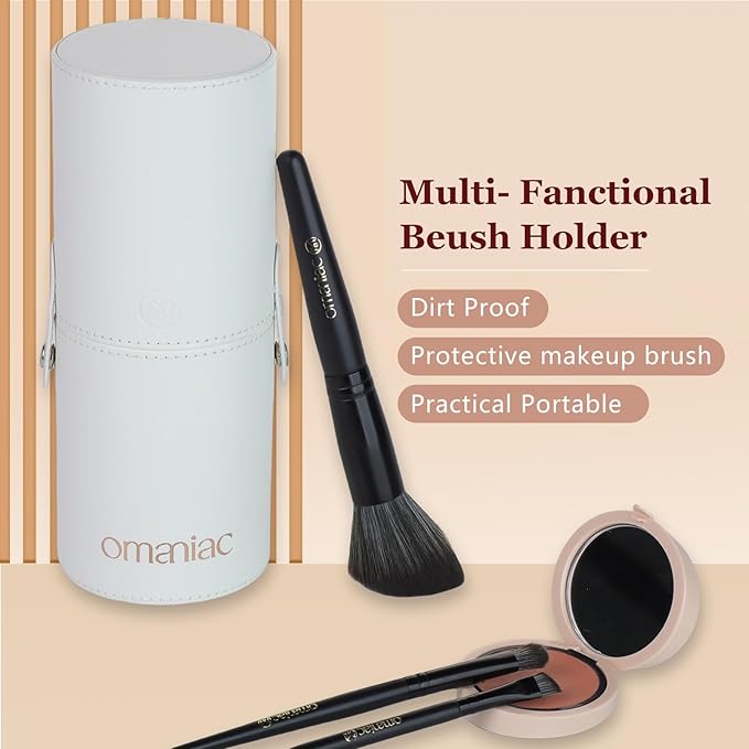 OMANIAC Makeup Brush Set Professional, 20Pcs Pearlescent Wood Handle Makeup Brushes, Premium Cruelty-Free Synthetic Fiber Hair, Travel Make up Brushes Set with Case (Black)