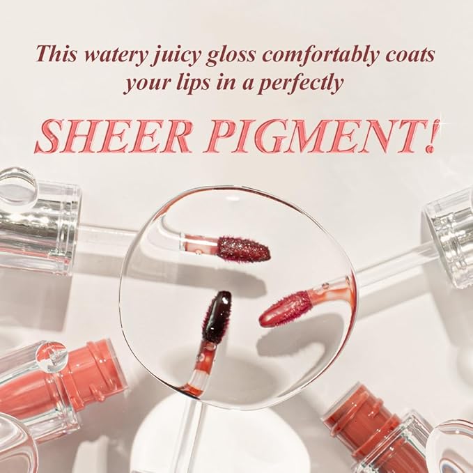 TIRTIR Waterism Tinted Lip Gloss #07 Cassis Plum, 0.14 Fl Oz – Kiss Ready Lipgloss, 12H Long Lasting Non Sticky Natural Tinted Glow Korean Multiuse Cheek and Lip Tint for Women gift