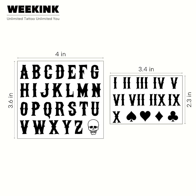 Gothic Alphabet & Roman Numerals Temporary Tattoos - Customizable Waterproof & Realistic Semi-Permanent Tattoos for Dates & Names