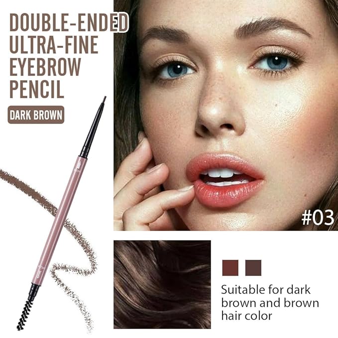 Dark Brown Eyebrow Pencils for Women,with Spoolie Brush,Eyebrow Pencil Soft Textured,Waterproof Sweat-proof for Fills in Sparse Areas and Gaps Create a Natural Eye Brow,Vegan & Cruelty-Free