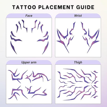 Purple Ombre Temporary Tattoos – Realistic Waterproof Body Art for Cosplay, Halloween, and Party Makeup