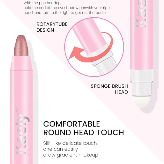 evpct 2Pcs Cream Eye Shadow Brightener Sticks Set for Eyes Waterproof, Rose & Rose Gold Shimmer Cream Eyeshadow Applicator Stick Long Lasting Pigmented Eye Makeup sombras en crema para ojos 27+37