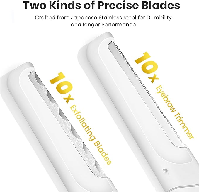 Dermaplaning Tool for Face Exfoliation, with 20 Replaceable Blades, Facial Shaver/Eyebrow Razor, Peach Fuzz Removal Eyebrow Shaper for Women, Easy to Use Dermaplaner Help Exfoliate and Smooth Skin