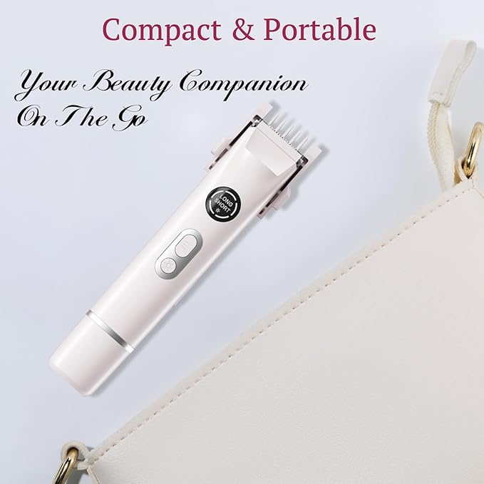 Dermave Bikini Shaver, 4-in-1 Bikini Trimmer for Women, Electric Razors with Dual Heads, Cordless Body Hair Trimmer, Rechargeable Pubic Hair Trimmer for Legs Body Facial Hair, Ceramic Blade