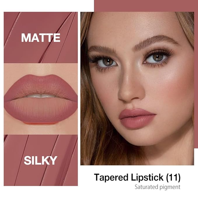 Kaely Chestnut Rose Gradient Matte Lipstick Lip Liner Pencil for Women, 2in1 Flawless Contour Gradual Ombre Effect Lip Pencil Makeup Waterproof, labiales mate 24 horas originales, 11