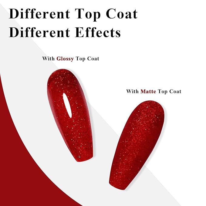 Imtiti Glitter Gel Nail Polish, Red Glitter Gel Polish Soak Off LED U V Shimmer Sparkle Christmas Red Nail Gel Polish Fall Winter DIY Nail Art Starter Manicure Salon 10ML