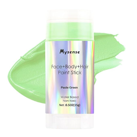 Mysense Pastel Green Face Body Hair Paint Stick,Water Based Washable Temporary Hair Color,Non-toxic Cream Body Paint Foundation for Adults and Kids Halloween Cosplay Makeup,0.5oz