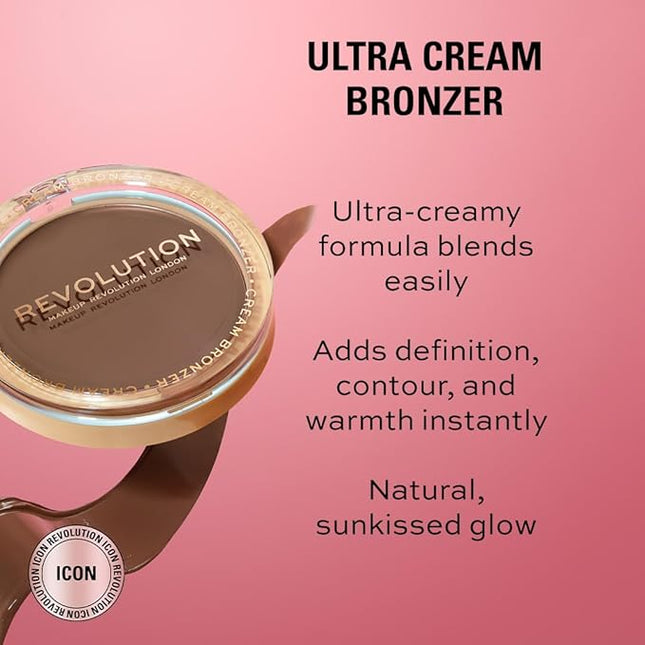 Revolution Beauty London, Ultra Cream Face Bronzer, Buildable & Blendable Cream Contour, Vegan & Cruelty-Free, Light, 0.24 oz
