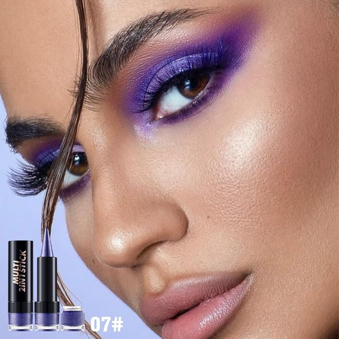 AMY'S DIARY Purple Eye shadow & Eyeliner Stick 2-in-1, Cream Eyeshadow Pencil + Gel Eyeliner | Waterproof, Smudge-Proof Eye Makeup Crayon for woman, Face & Lip | Twist-Up Eye Shadow Pen