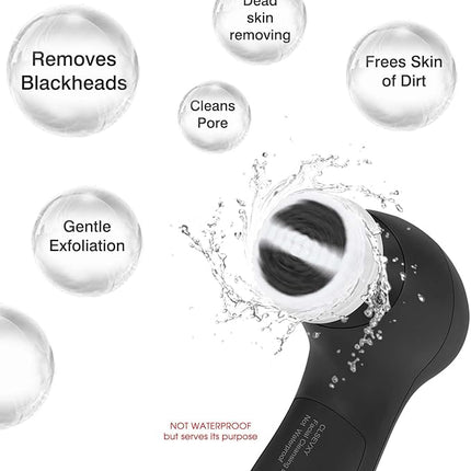 Facial Cleansing Brush Face Scrubber: CLSEVXY Electric Face Spin Cleanser Brushes with 6 Brush Heads for Deep Cleansing, Gentle Exfoliating, Removing Blackhead, Massaging