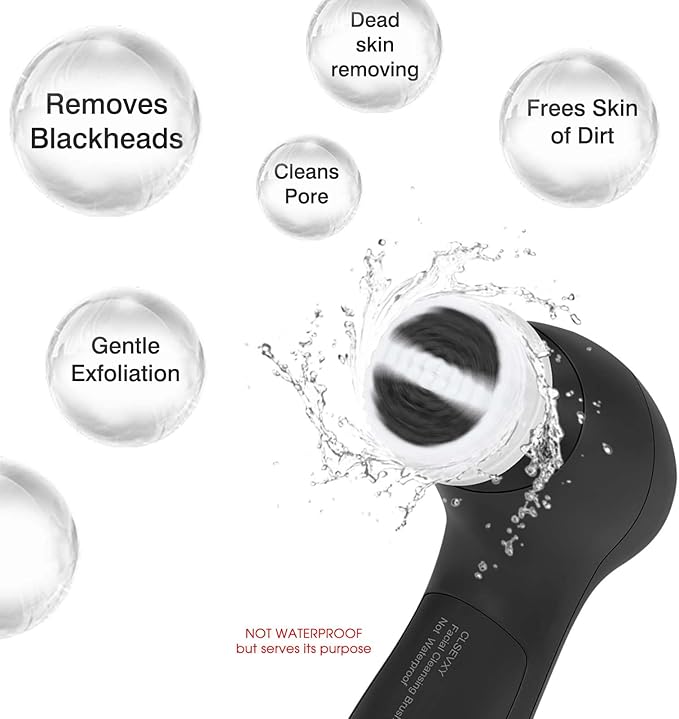Facial Cleansing Brush Face Scrubber: CLSEVXY Electric Face Spin Cleanser Brushes with 6 Brush Heads for Deep Cleansing, Gentle Exfoliating, Removing Blackhead, Massaging