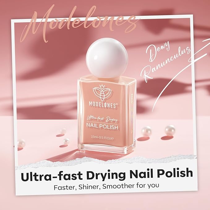 modelones Sheer Nude Nail Polish, 15 ml Jelly Nail Polish Clear Translucent Pink Quick Dry Nail Lacquer Strengthener Long Last Finger Toe Nail Art DIY Manicure Gift for Women Girls 0.5 Fl Oz