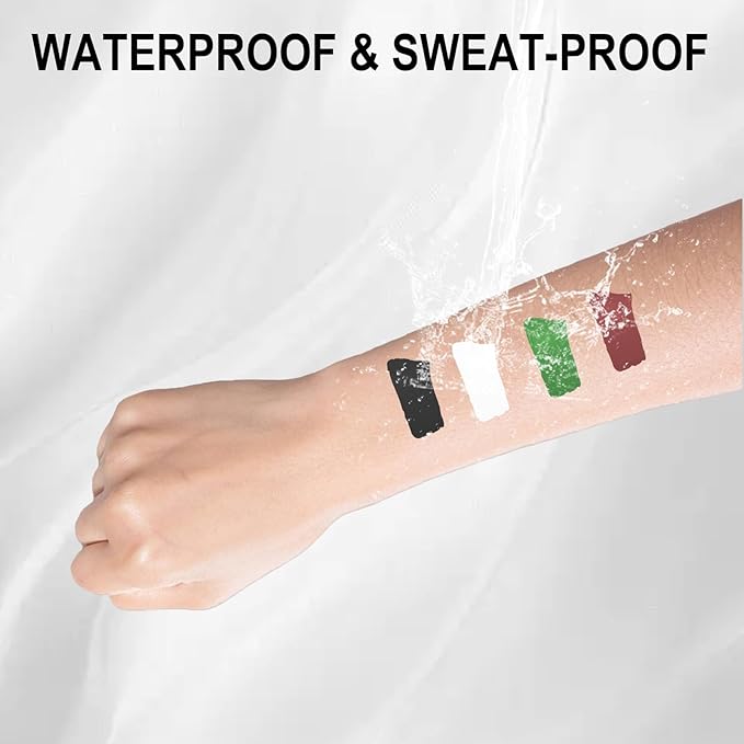 Face Body Paint Stick (BLACK+WHITE+GEEEN)，Water Resistant Sports Body Makeup Athletes Softball， Professional Halloween Face Makeup Kit ，for Halloween costume， Zombie Clown Vampire