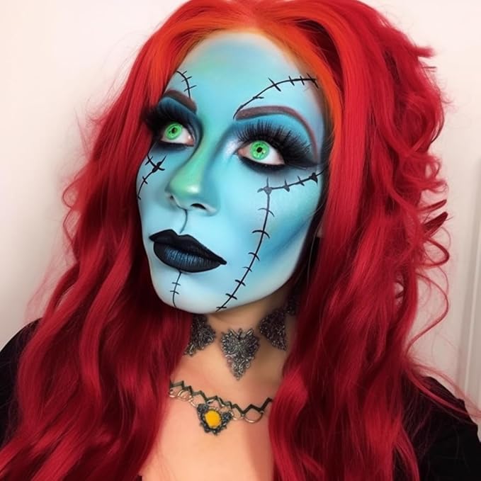 BOBISUKA Light Blue Face Paint Stick, Baby Blue Eye Black Body Sticks for Sports, Waterproof Painting for Halloween Avatar Corpse Bride Smurf Cosplay Special Effects Costume SFX Makeup Kit