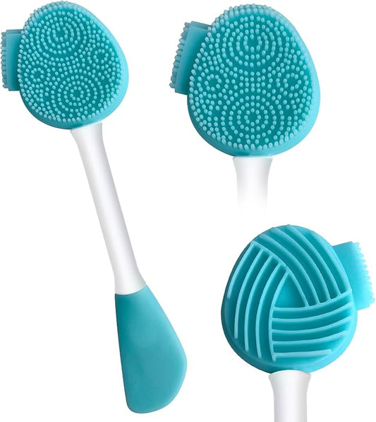 Blue Silicone Face Scrubber Face Mask Brush Exfoliating Lip Brush Cleansing Brush Facial Cleansing/Wash Exfoliator Blackhead Skin Care Tool Makeup Removes Dead & Dry Skin for Women