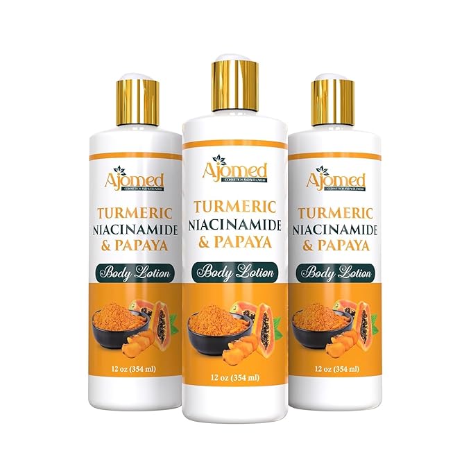 Turmeric body Lotion– Handmade Niacinamide papaya Turmeric Moisturizer lotion for Dark Spots, Hyperpigmentation, Acne Scars, Evens Tone- Handmade turmeric lotion skincare -All Skin Types (LOTION)
