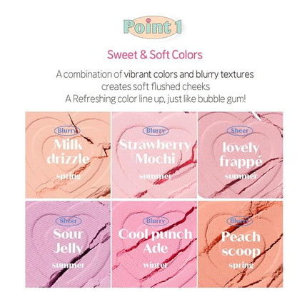 ETUDE Heart Pop Duo Blush, Cool Coral Pink Cheek Colors, Vibrant Glow & Glossy Finish, Layering Formula, Compact 0.2 oz – Cool Punch Aid