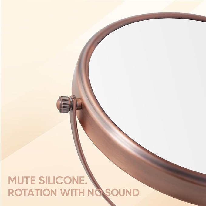 Nicesail Table Mirror 1X 10X Magnifying Mirror Double Sided, Makeup Mirror for Desk 360 Rotation 8 Inch Face Mirror, Matte Rose Gold