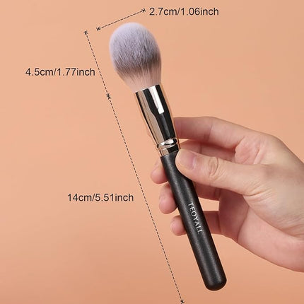 TEOYALL Oval Blush Brush, Ultra Plush Fluffy Synthetic Bristles Powder Brush for Contour Bronzer Cheek with Loose Powder